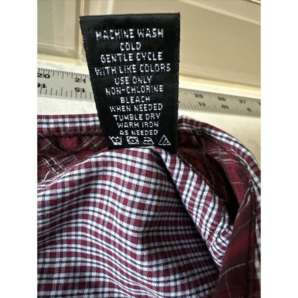 Michael Brandon Mens Plaid Button Up Red Blue Short Sleeve Shirt Pockets Sz Lg - Picture 7 of 10